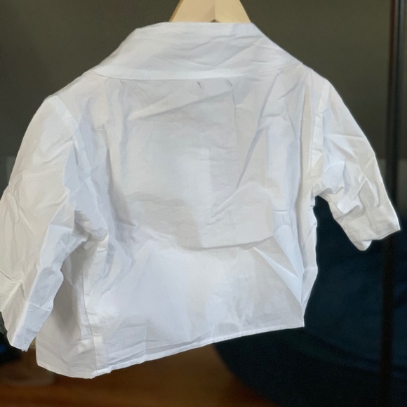 Petite Off The Shoulder Tie Front Shirt - Picture 2 of 5